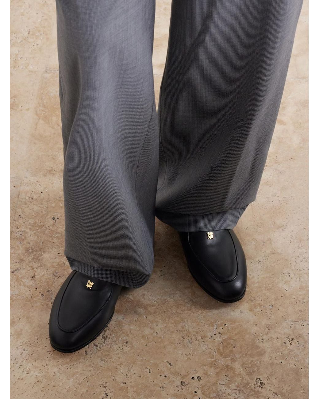 Aimé Leon Dore Black Embellished Leather Loafers for men