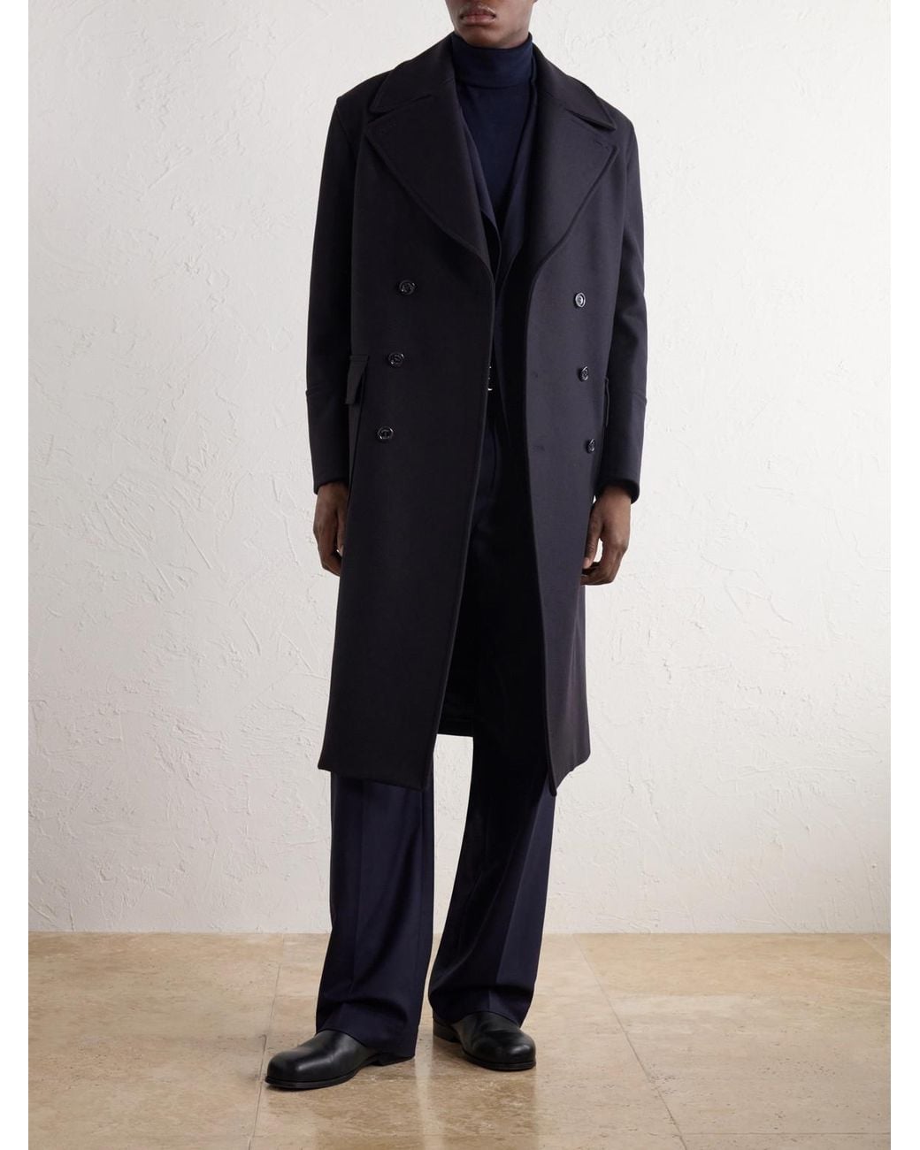 Valstar Blue Clifford Double-Breasted Wool-Blend Felt Coat for men