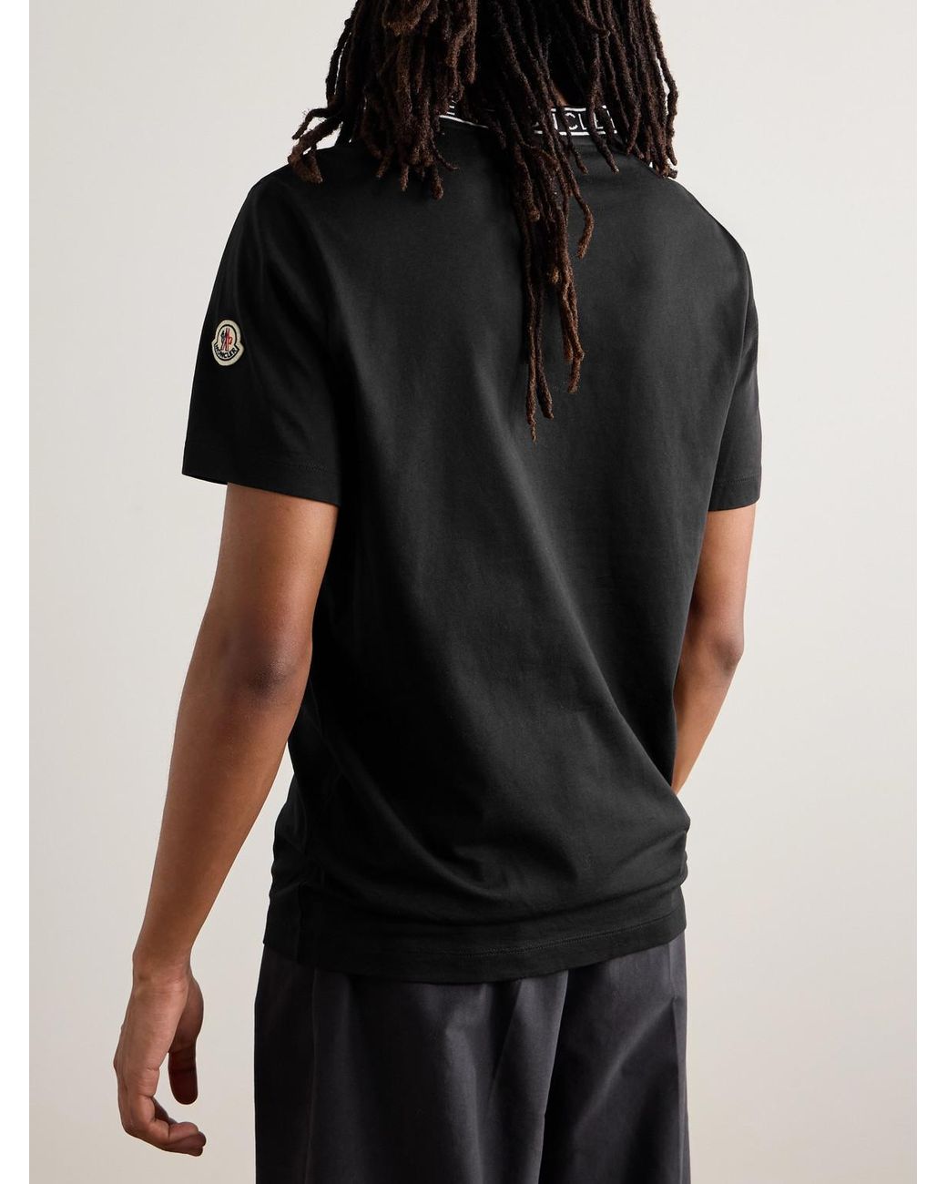 Moncler Black Slim-Fit Logo-Appliquéd Cotton-Jersey T-Shirt for men