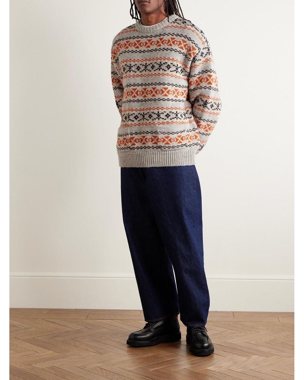 Kapital White Fair Isle Wool Sweater for men