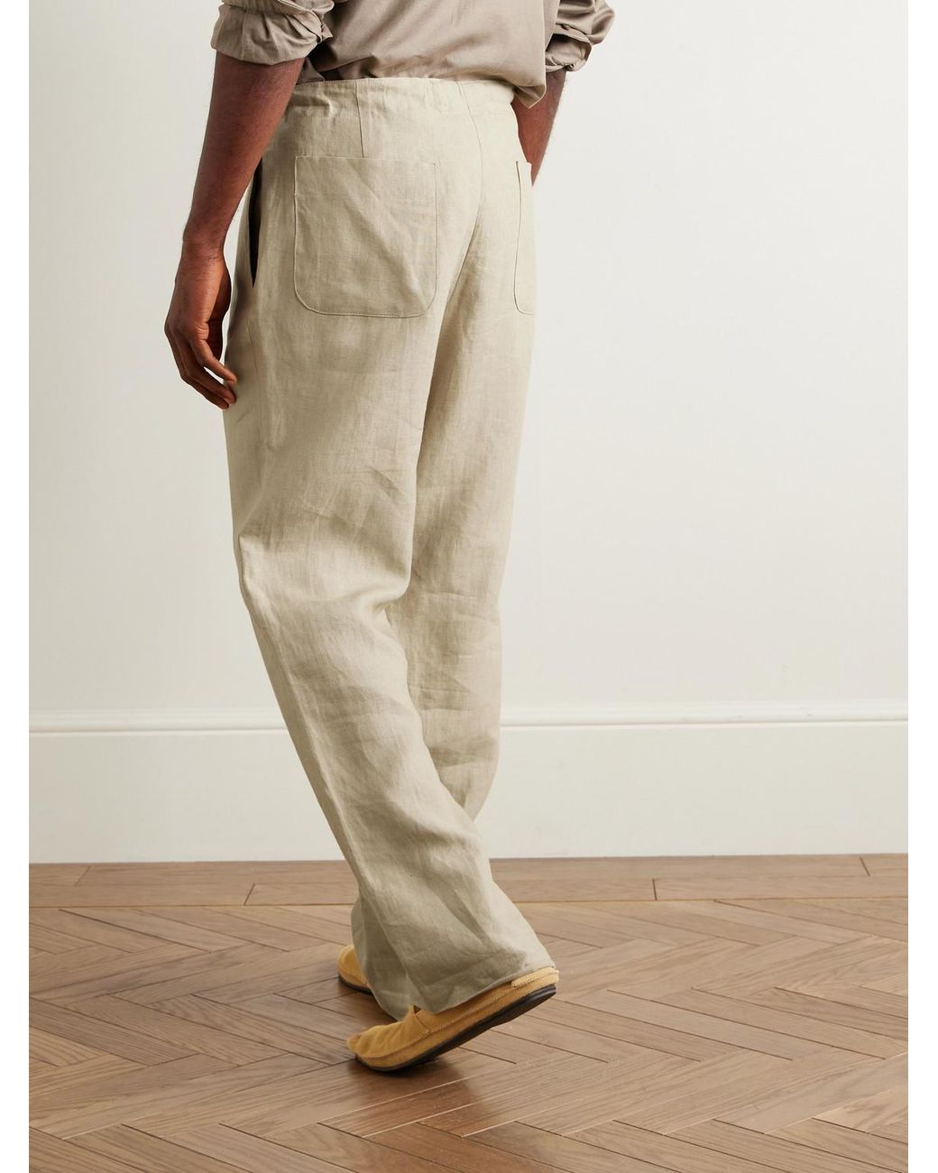 STÒFFA Natural Straight-Leg Linen-Twill Drawstring Trousers for men