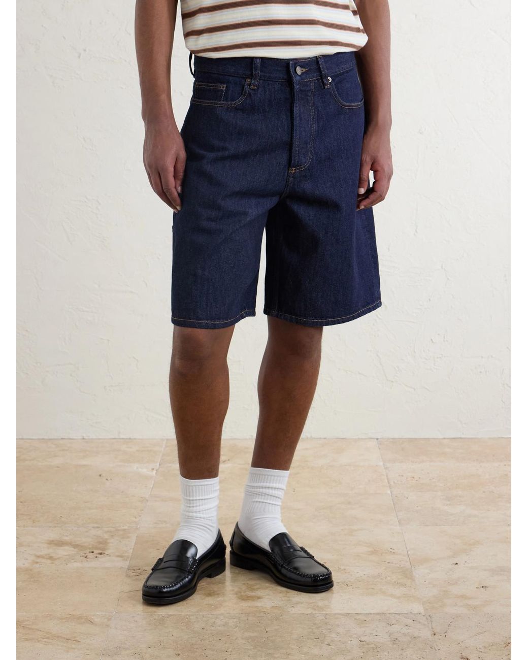Aimé Leon Dore Blue Straight-Leg Denim Shorts for men