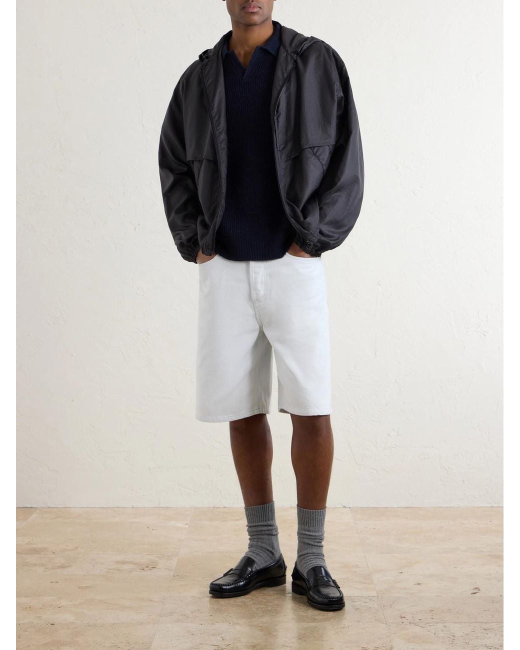 Aimé Leon Dore White Straight-Leg Denim Shorts for men