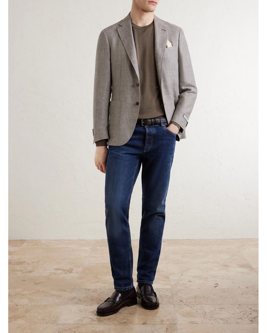 Canali Gray Cotton Sweater for men