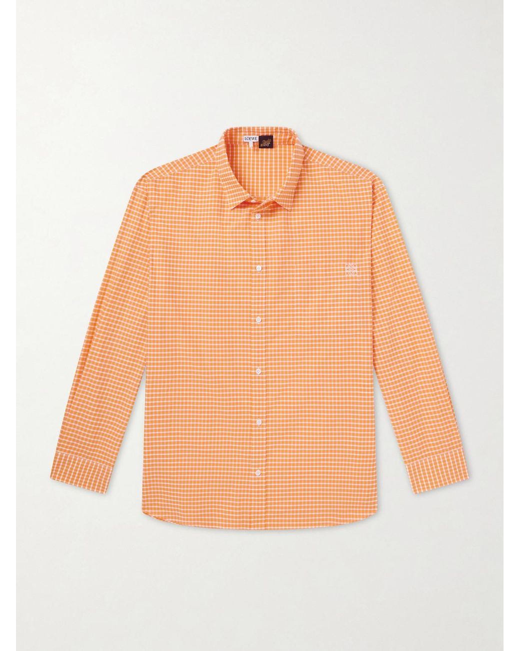 Loewe Orange Paula's Ibiza Anagram-Embroidered Checked Cotton-Poplin Shirt for men