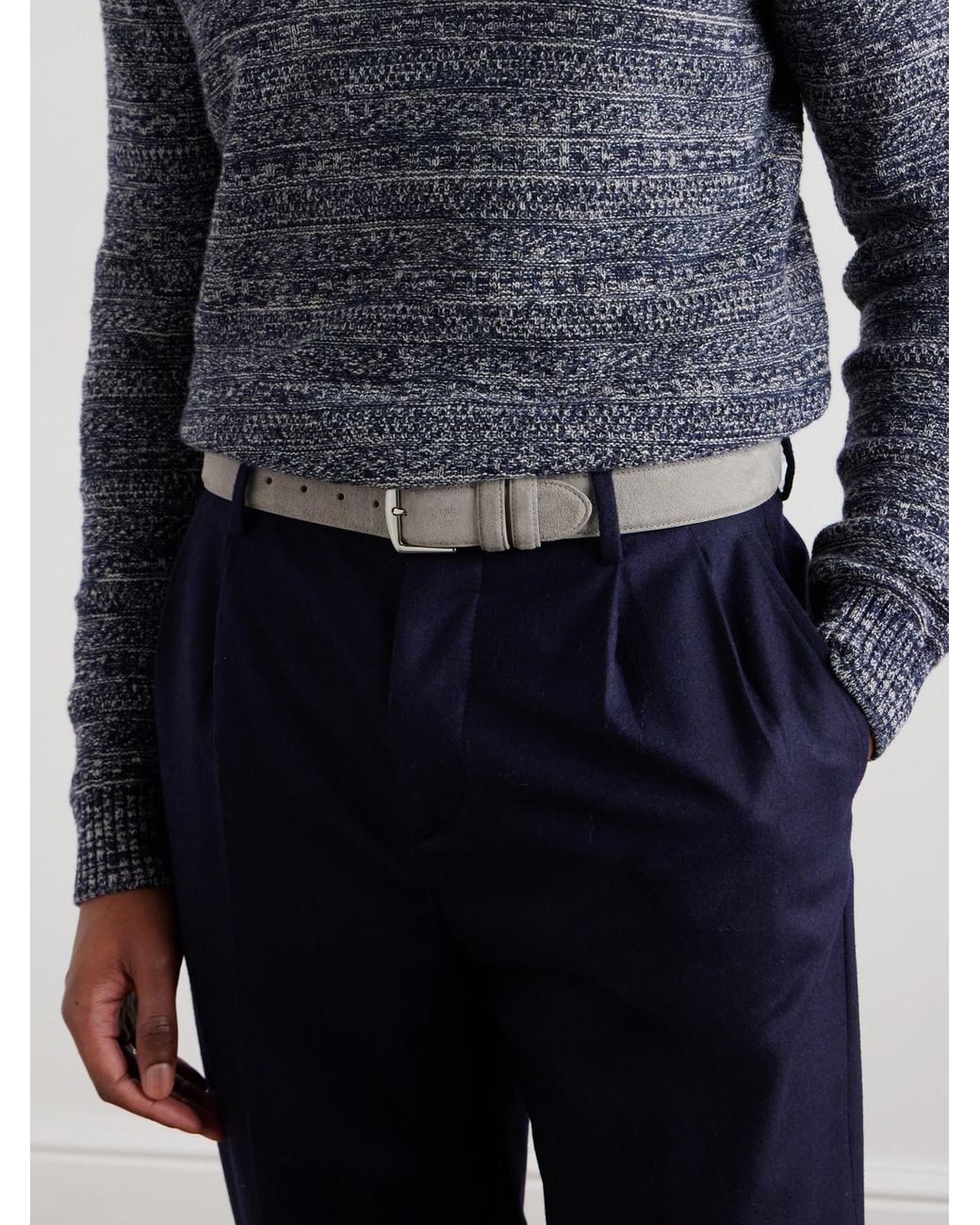 Loro Piana Gray 3.5Cm Suede Belt for men