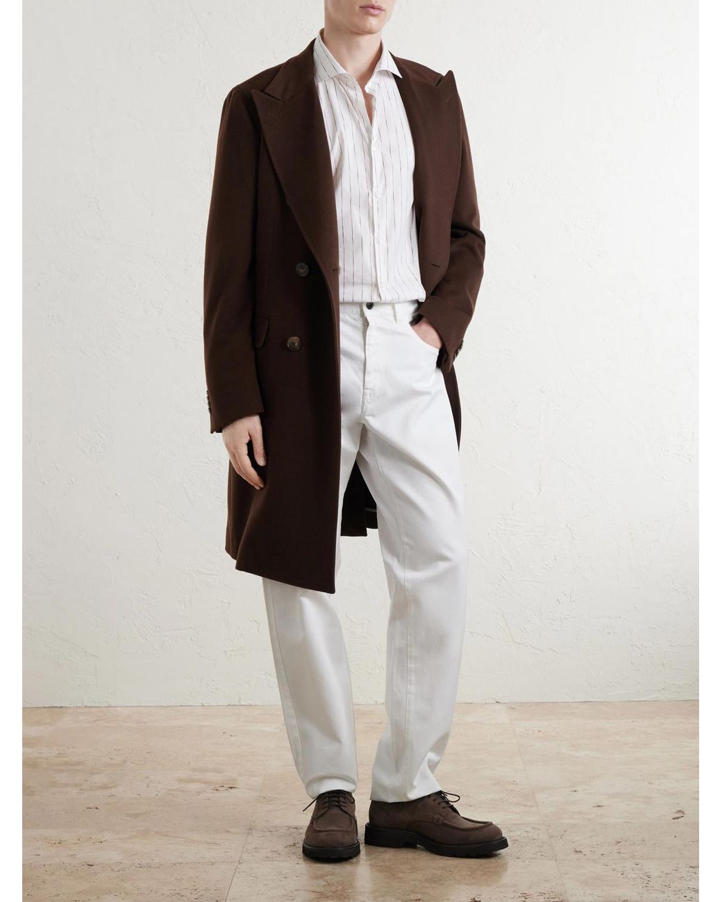 Canali White Striped Cotton-Poplin Shirt for men