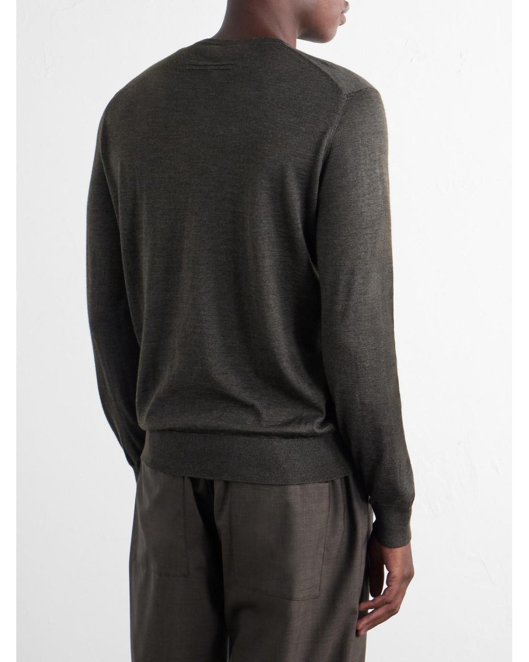 Zegna Green Cashmere And Silk-Blend Sweater for men