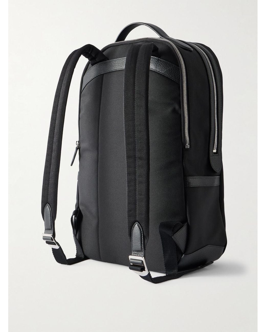 Smythson Black Norton Full-grain Leather-trimmed Econyl® Nylon-canvas Backpack for men