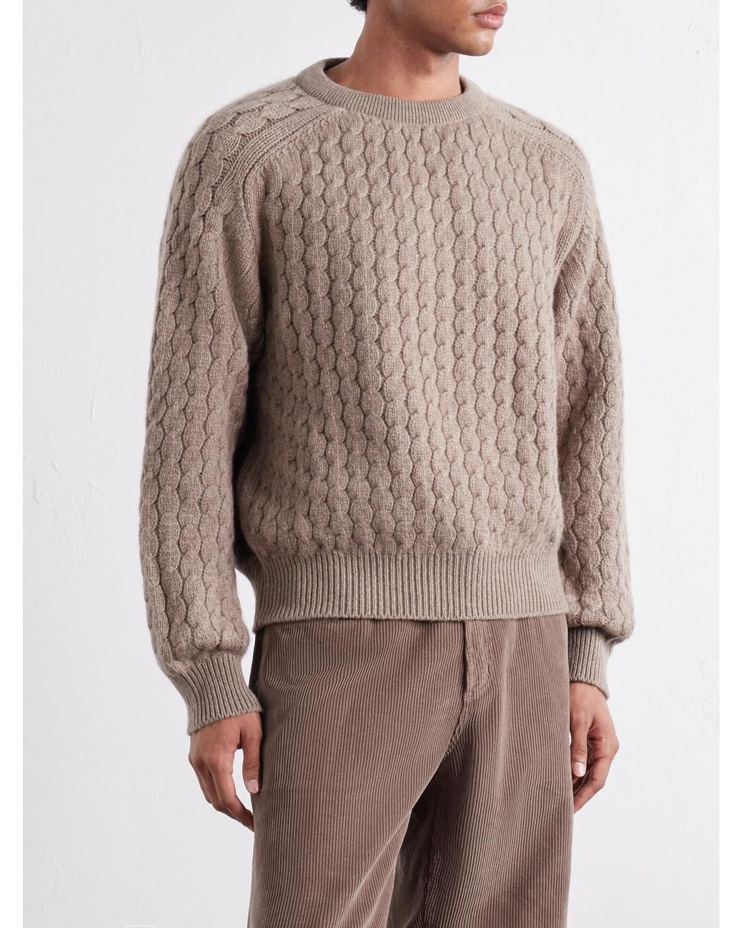 Begg x Co Natural Cable-Knit Cashmere And Wool-Blend Sweater for men