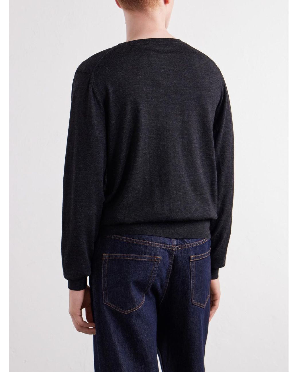 Lemaire Blue Wool Sweater for men