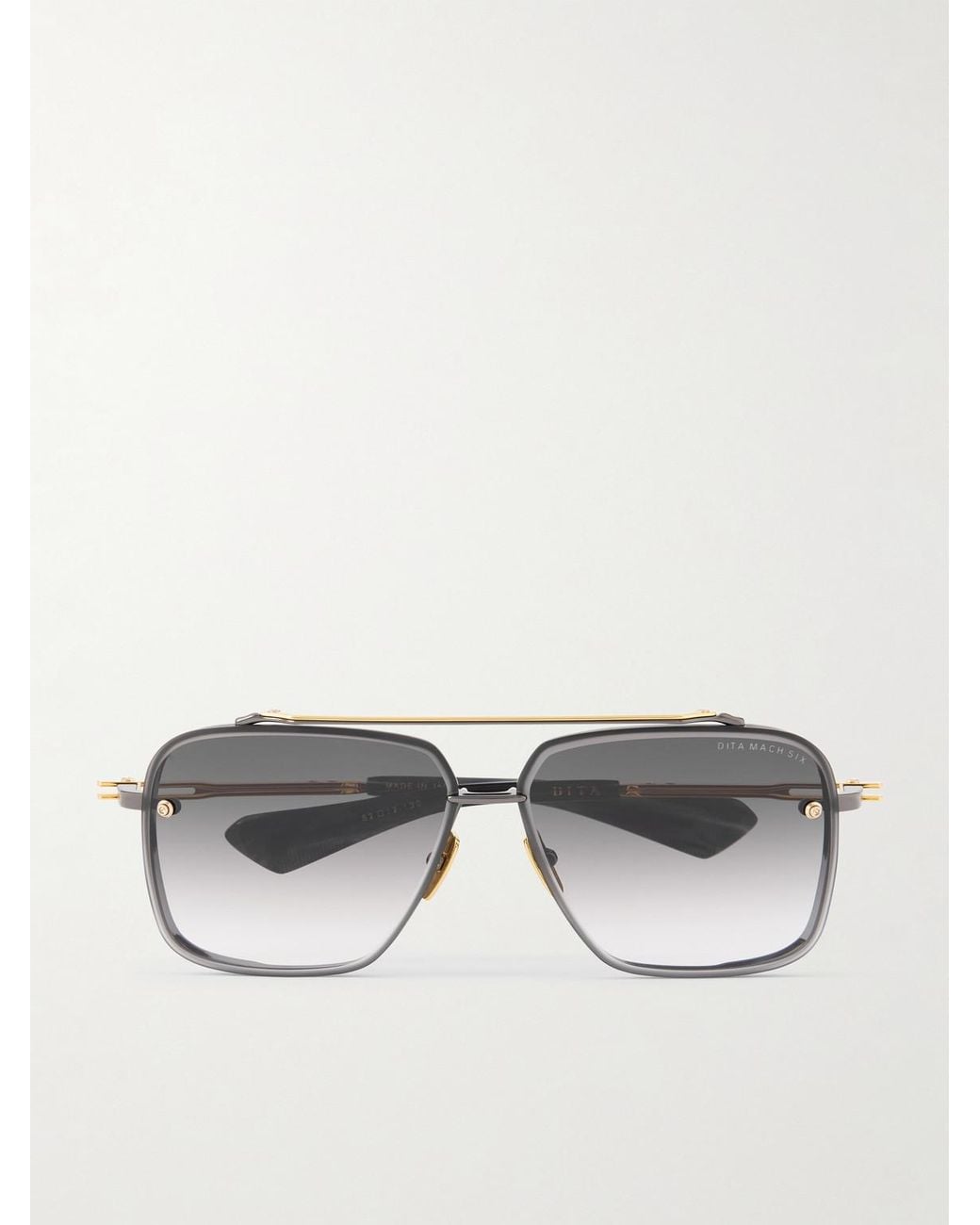 Dita Eyewear Gray Mach-Six Double-Bridge Aviator-Style Two-Tone Metal Sunglasses for men