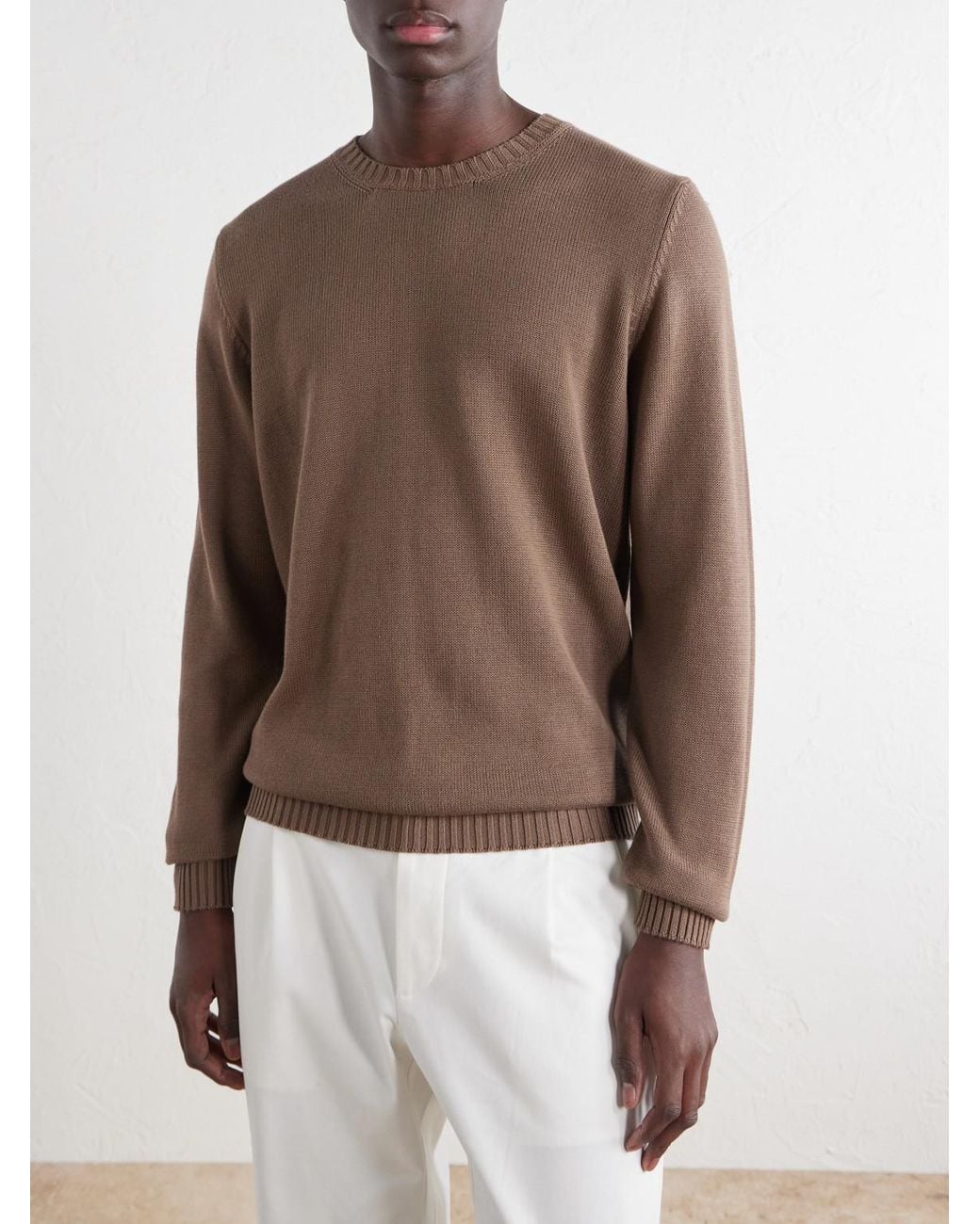 Ghiaia Brown Cotton Sweater for men