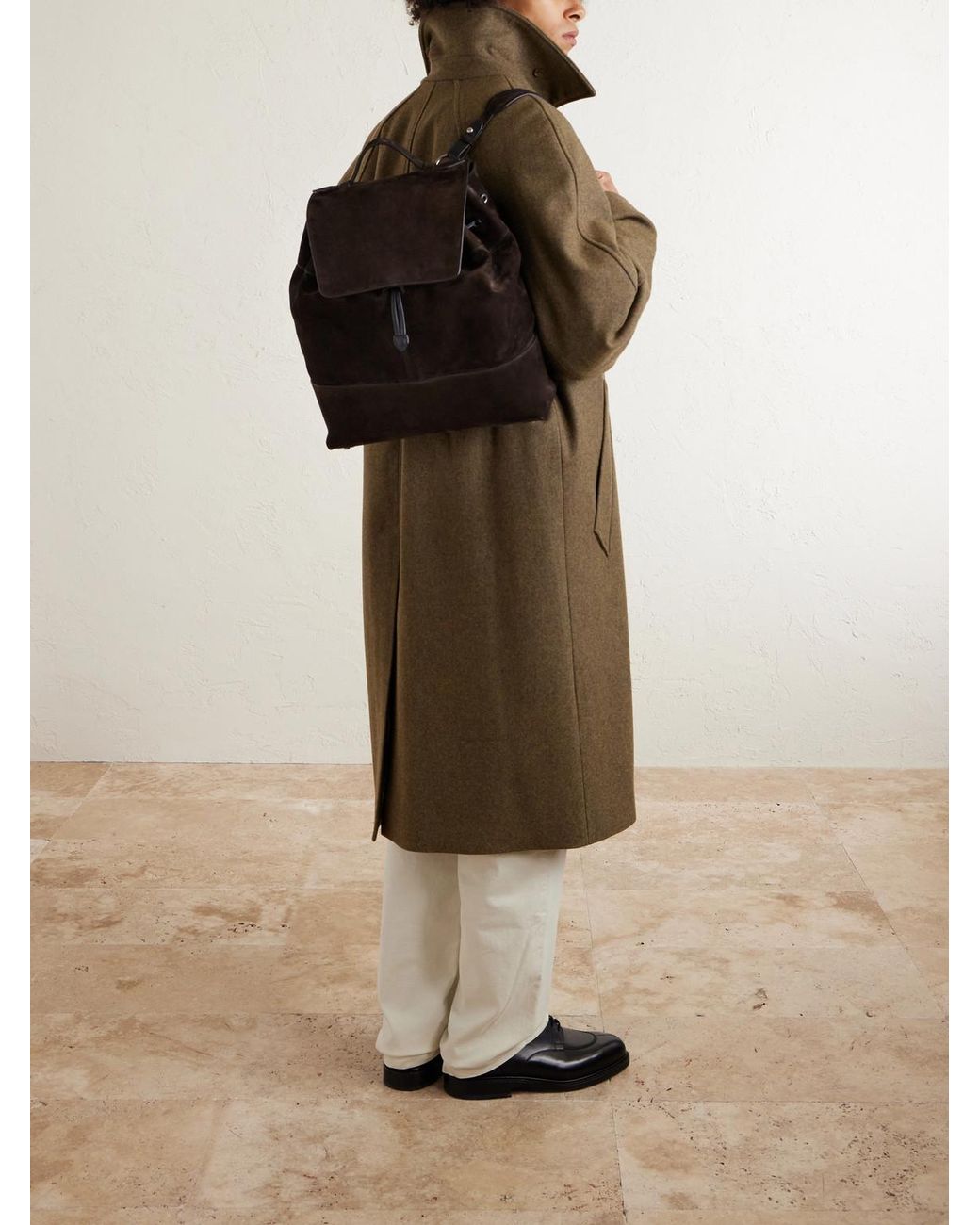 Metier Brown Glide Suede Backpack for men