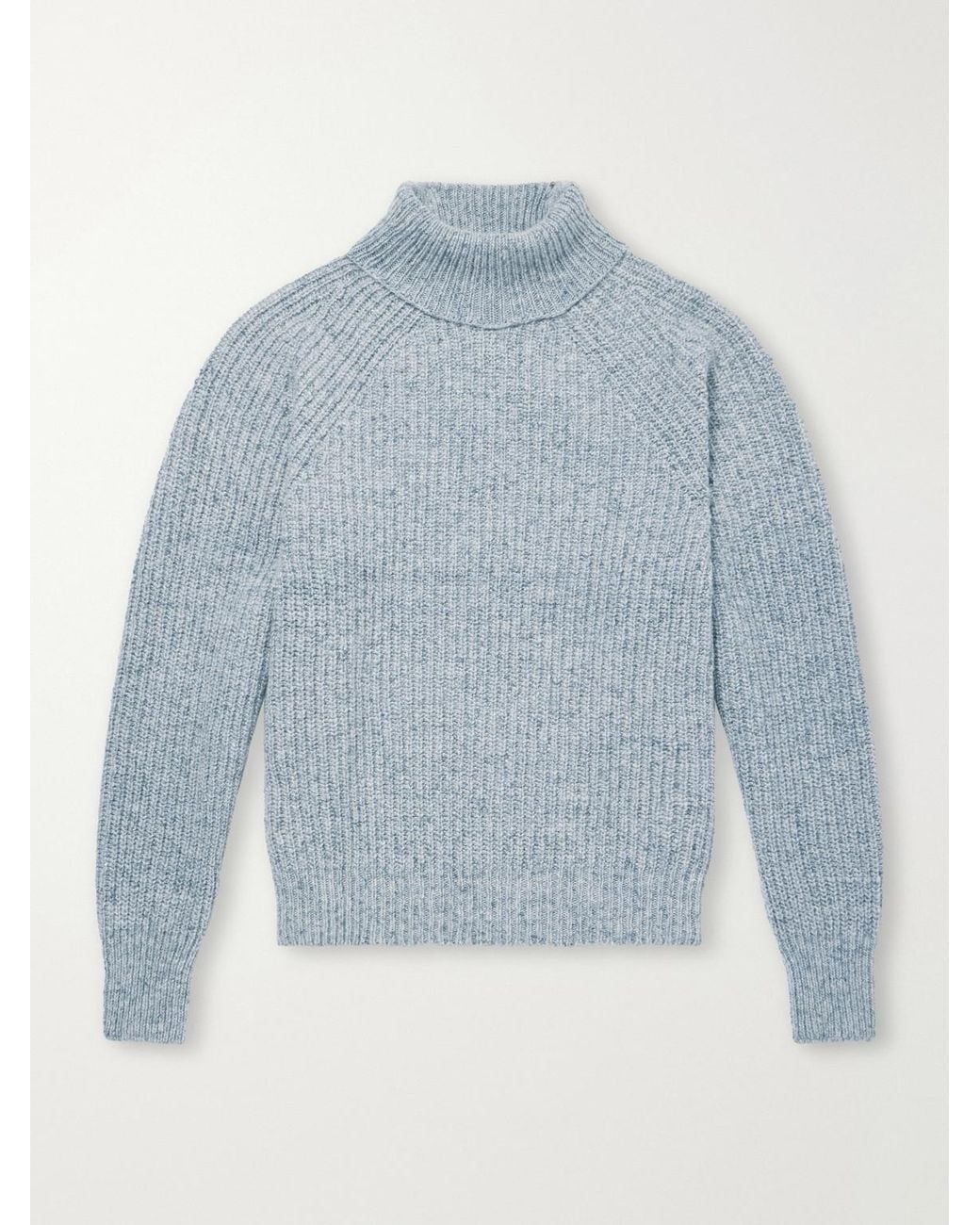 Inis Meáin Blue Boatbuilder Ribbed Cashmere Sweater for men