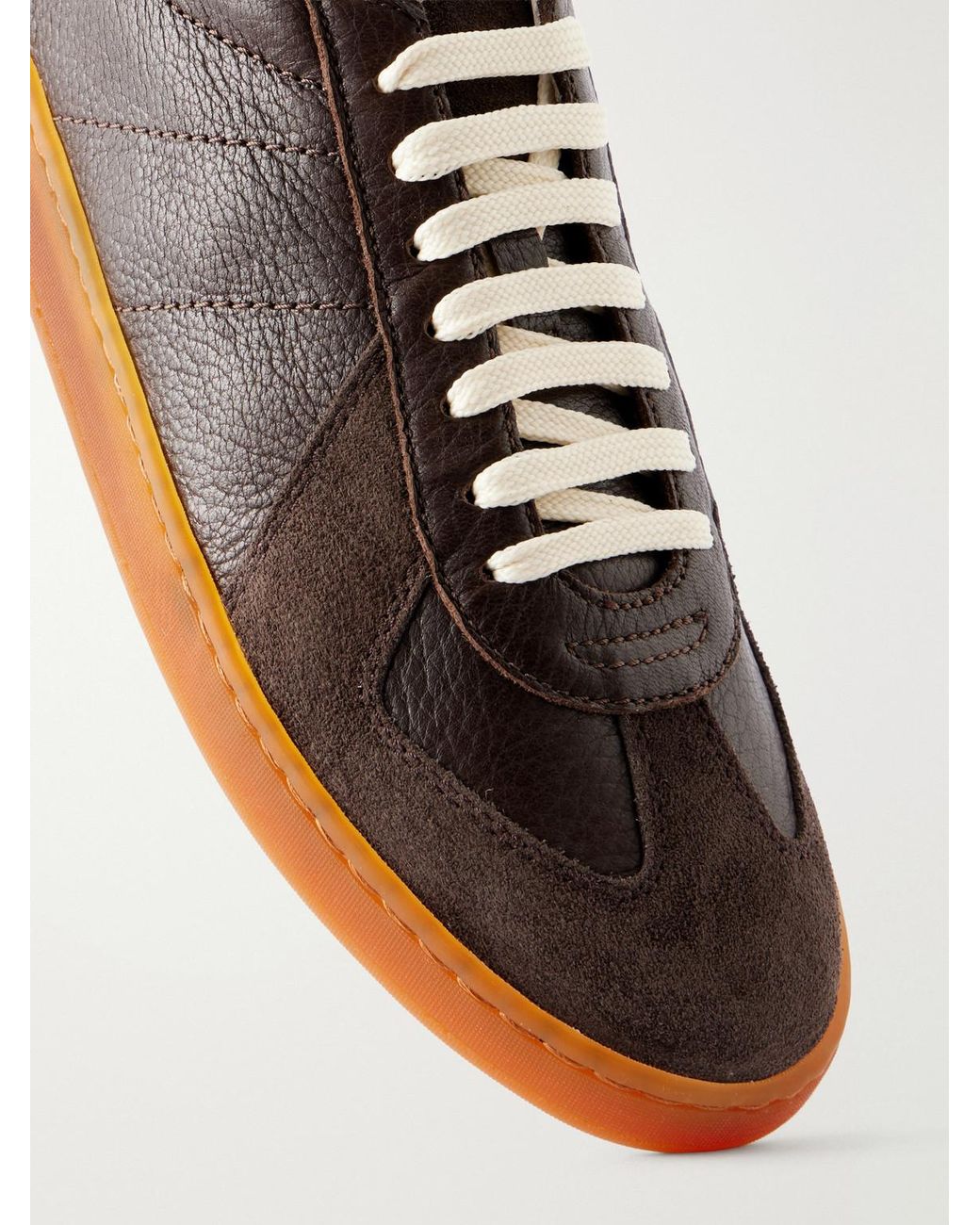 Officine Creative Brown Militia 002 Suede-trimmed Leather Sneakers for men