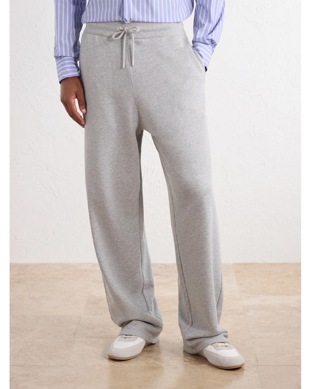 AMI White Straight-Leg Cotton-Blend Jersey Sweatpants for men