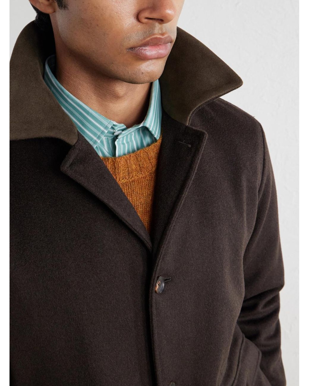 Caruso Black Dalila Suede-trimmed Wool Jacket for men