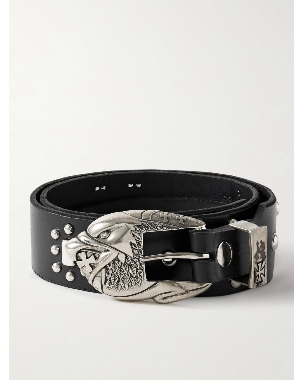 Enfants Riches Deprimes Black 4.5Cm Eagle Petit Iron Cross Studded Leather Belt for men