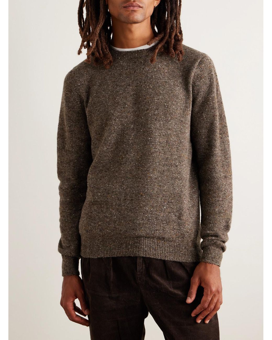 Merino Wool And Cashmere-Blend Sweater di Inis Meáin in Brown da Uomo