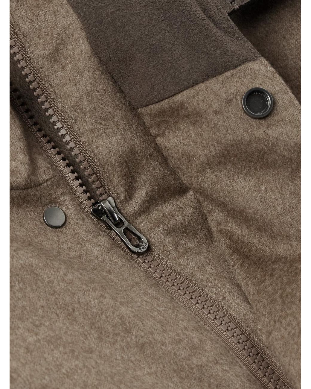 Sease Brown Uptown Padded Hooded Cashmere Jacket for men