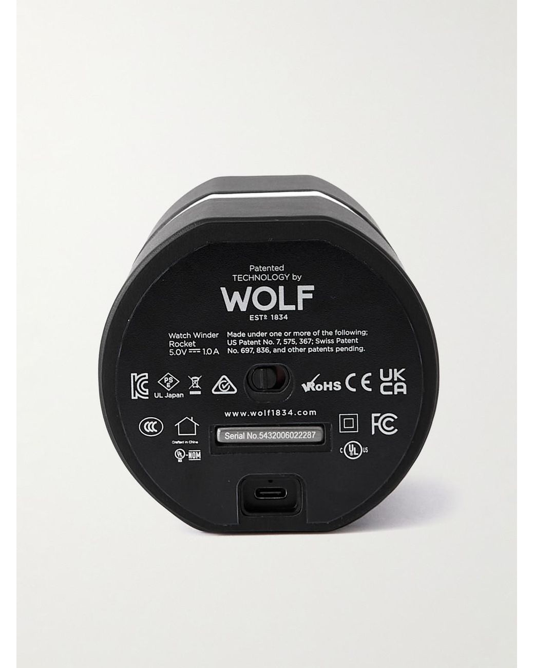 Wolf Black Rocket Full-Grain Vegan Leather Single Watch Winder for men