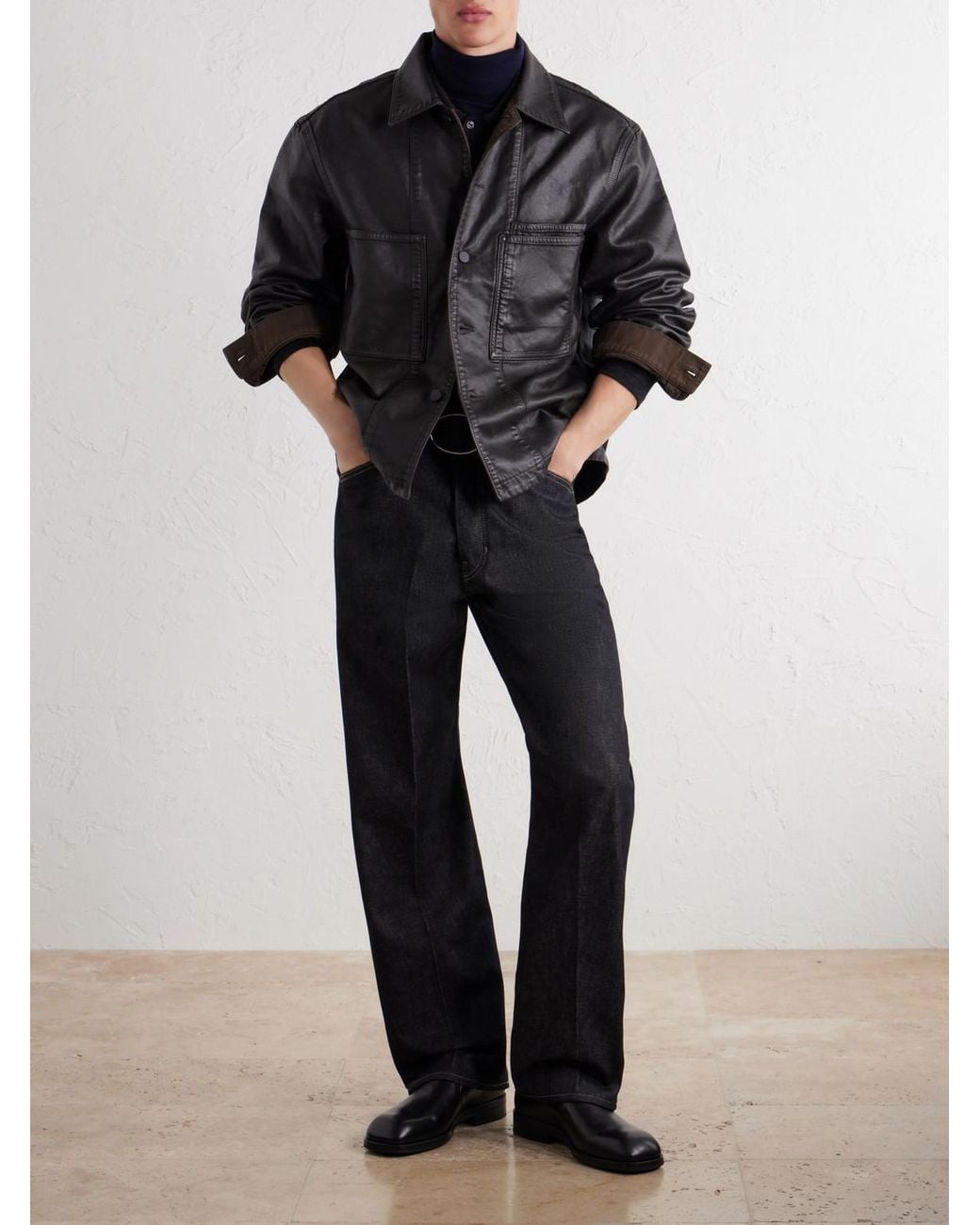 Lemaire Black Coated Cotton-twill Overshirt for men