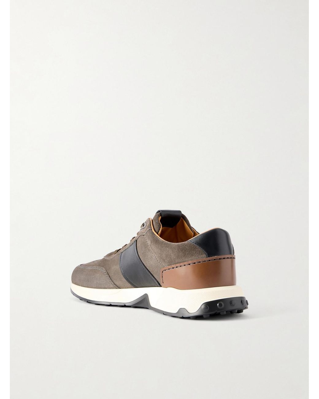 Tod's White Leather-Trimmed Suede Sneakers for men