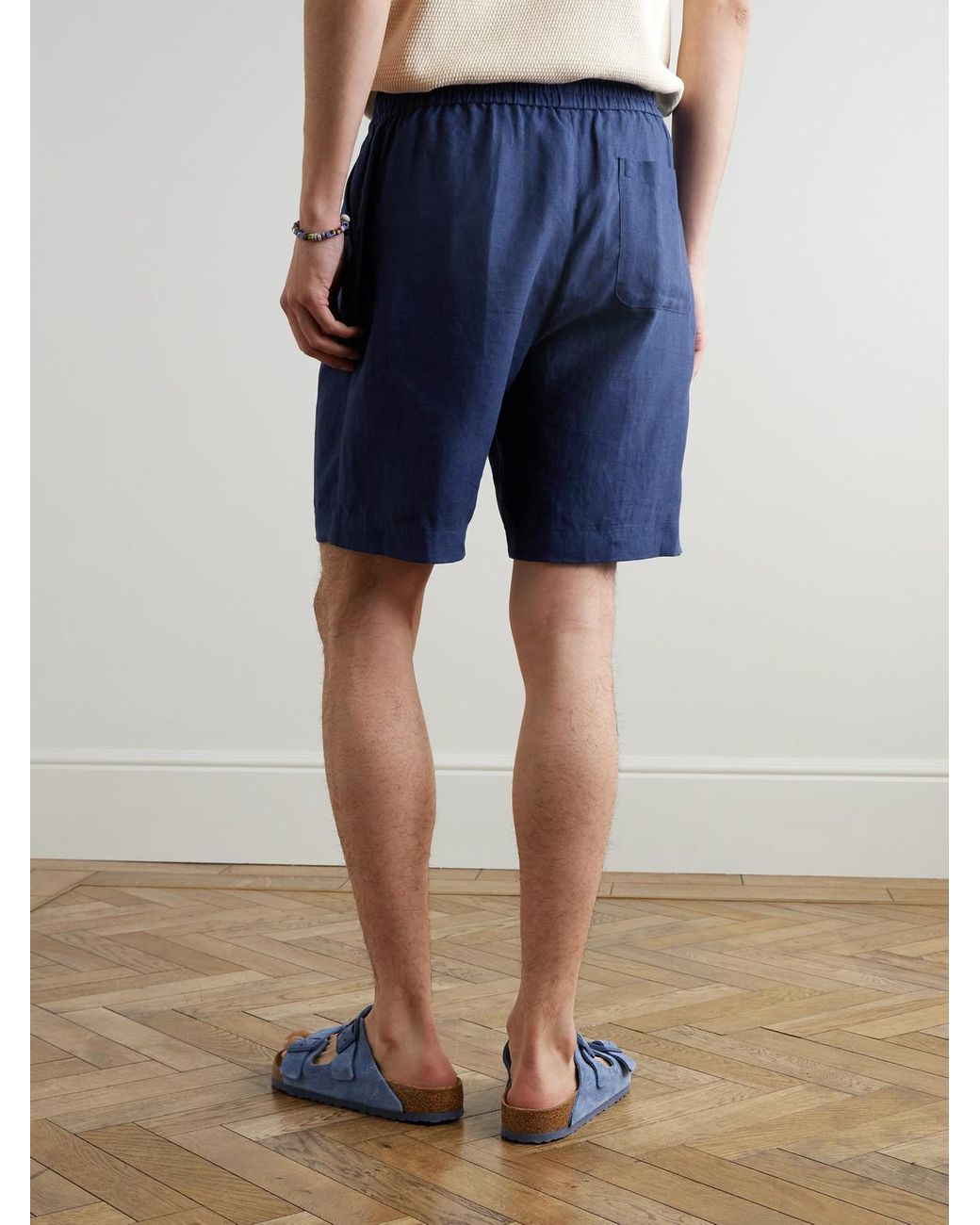 Sunspel Blue Straight-Leg Linen Shorts for men