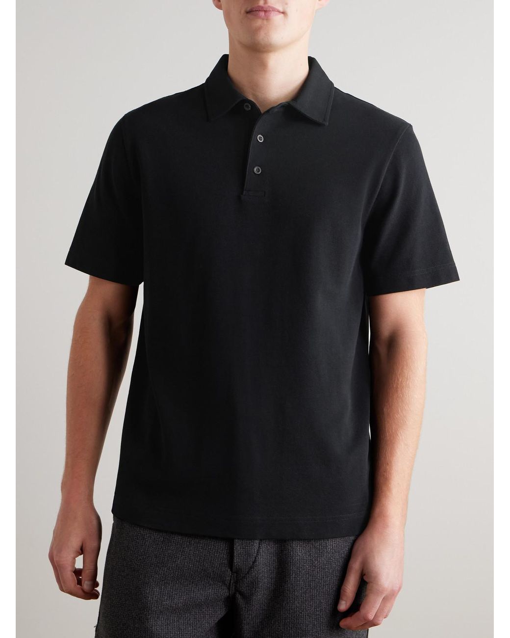 Mr P. Black Cotton-piqué Polo Shirt for men
