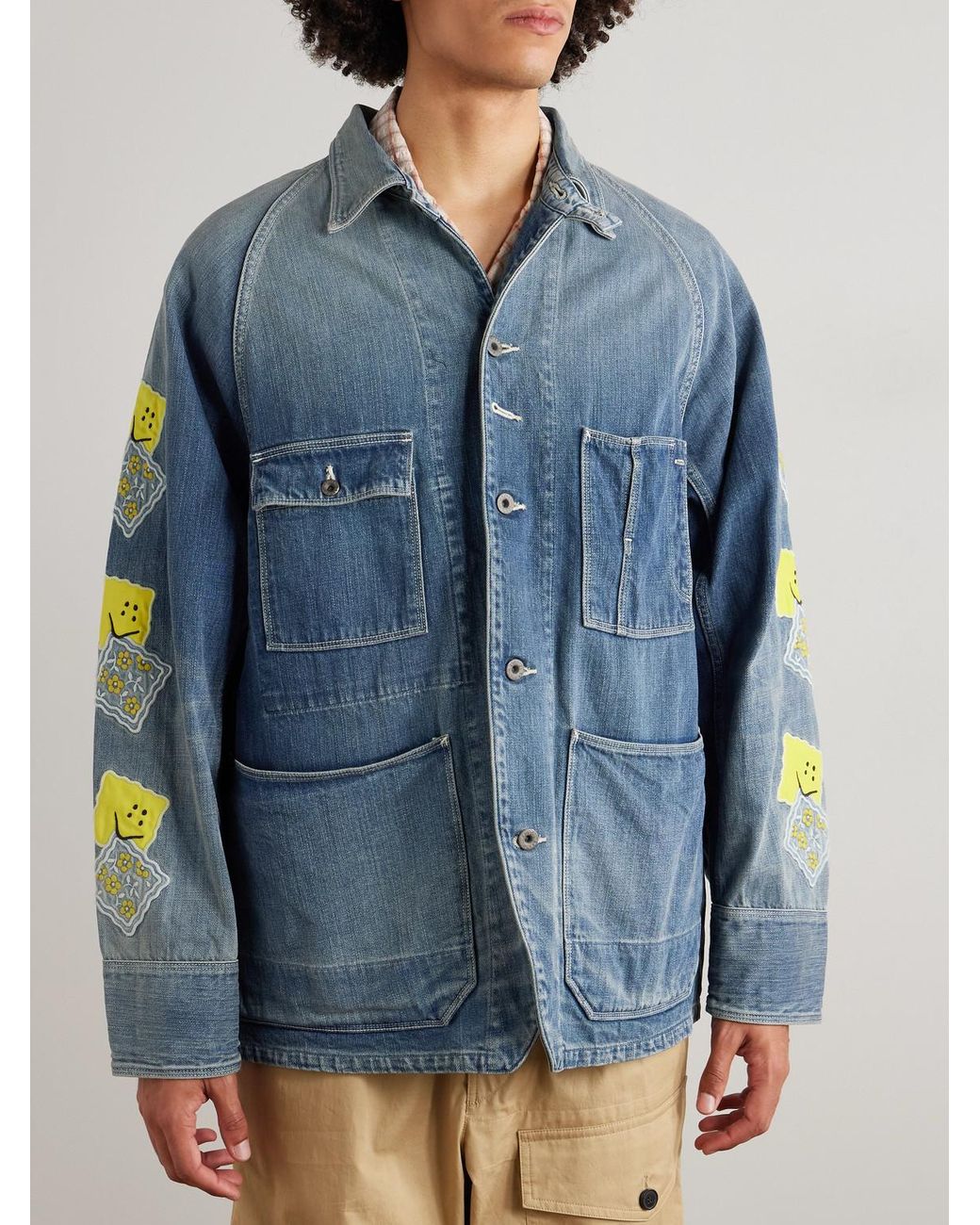 Kapital Blue Cactus Appliquéd Denim Jacket for men