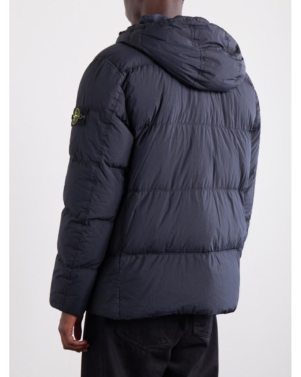 Stone Island Blue Hooded Garment-Dyed Crinkle Reps Ny Shell Down Jacket for men