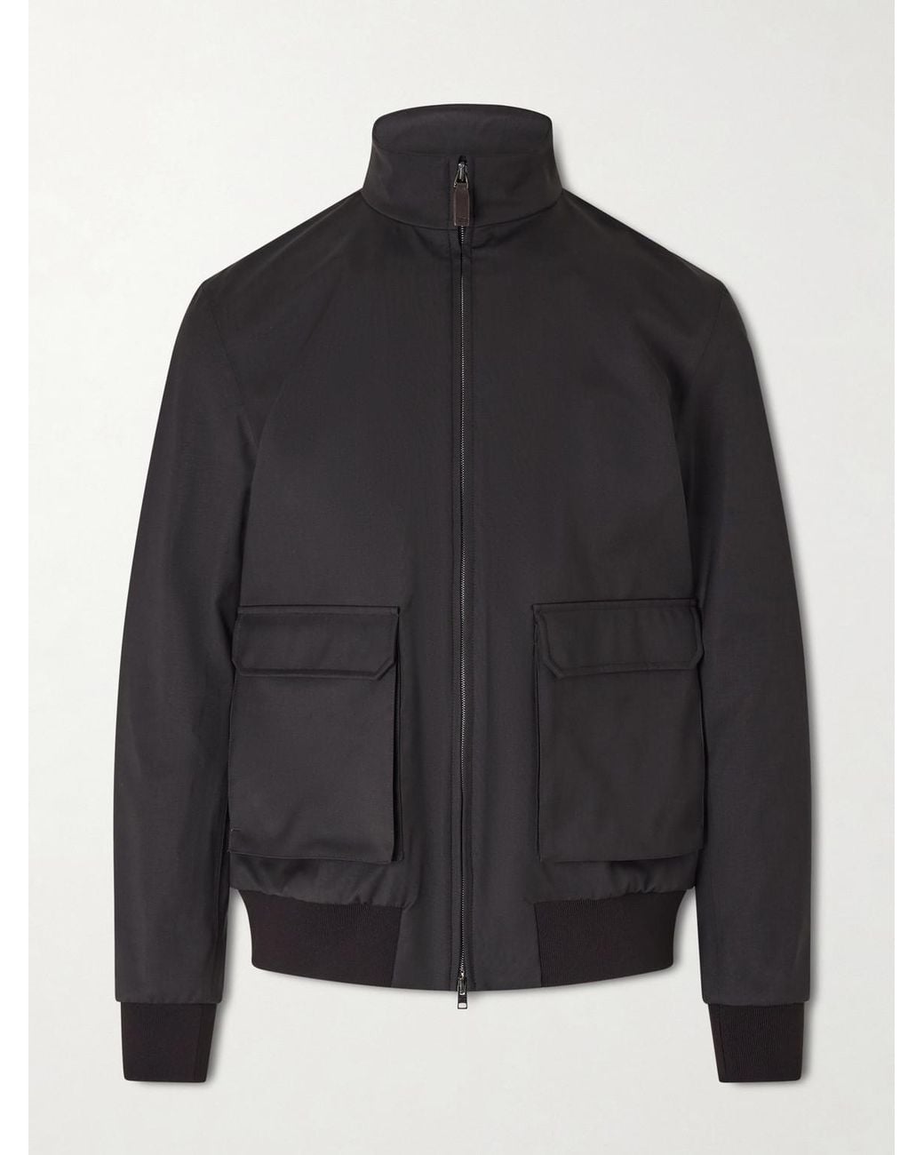 Herno Black Storm System Wool Bomber Jacket for men