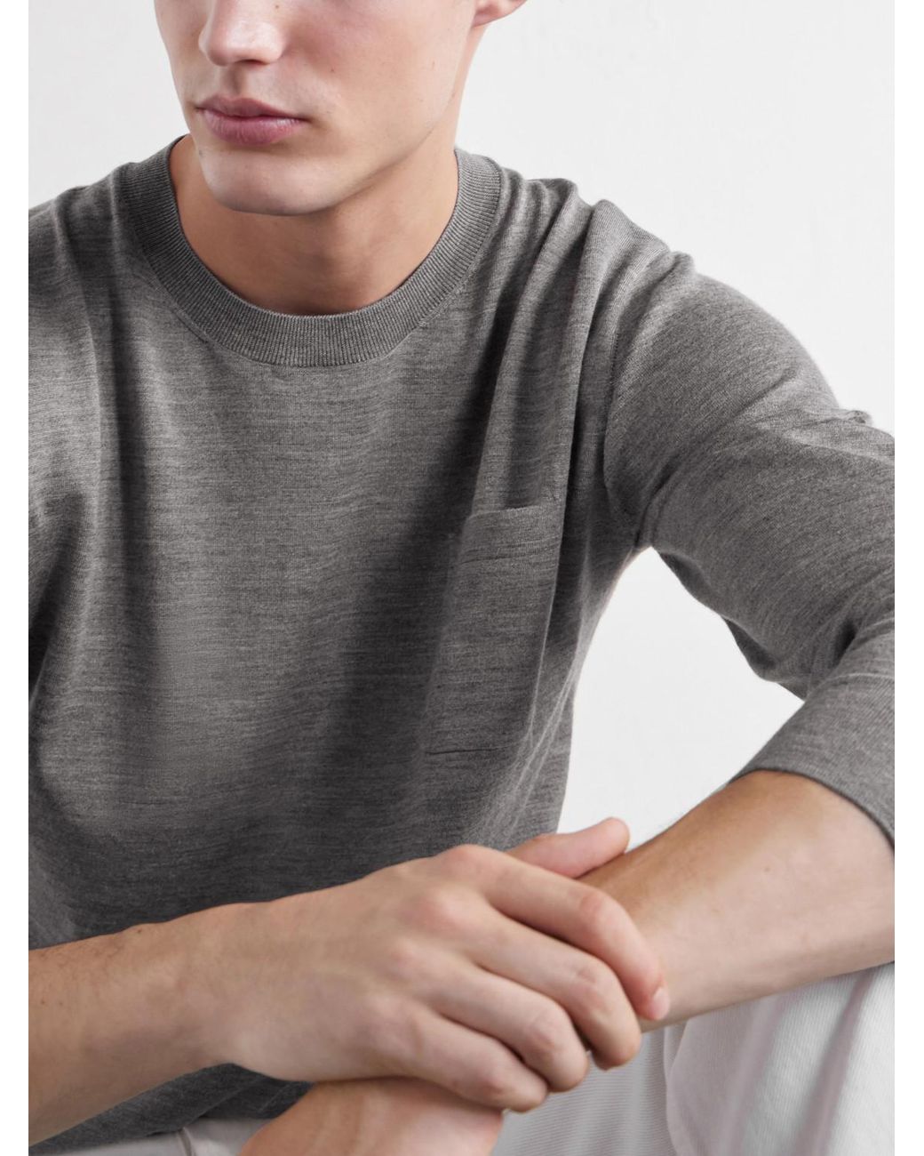 Totême  Gray Merino Wool And Silk-Blend Sweater for men