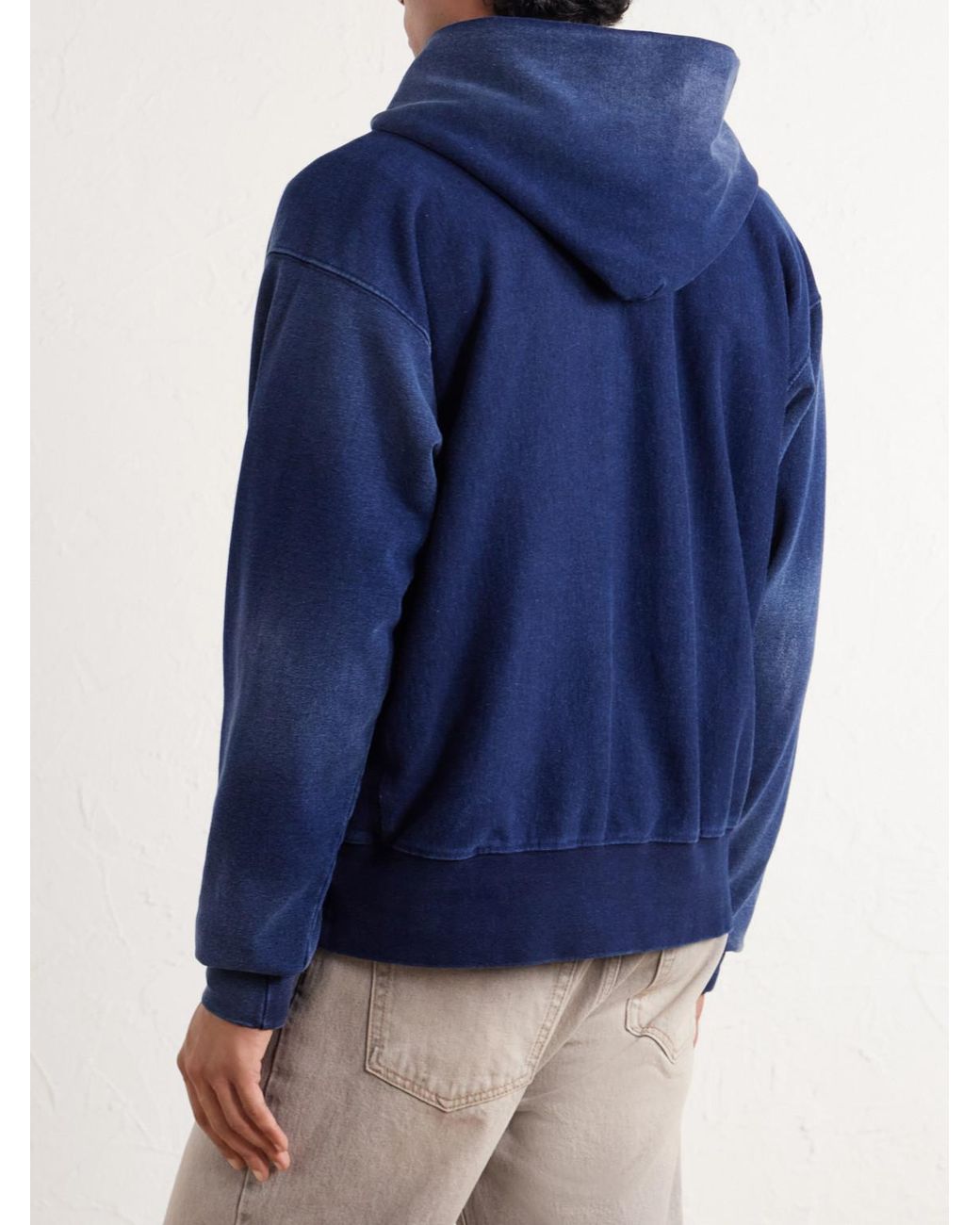 Les Tien Blue Cotton-Jersey Hoodie for men