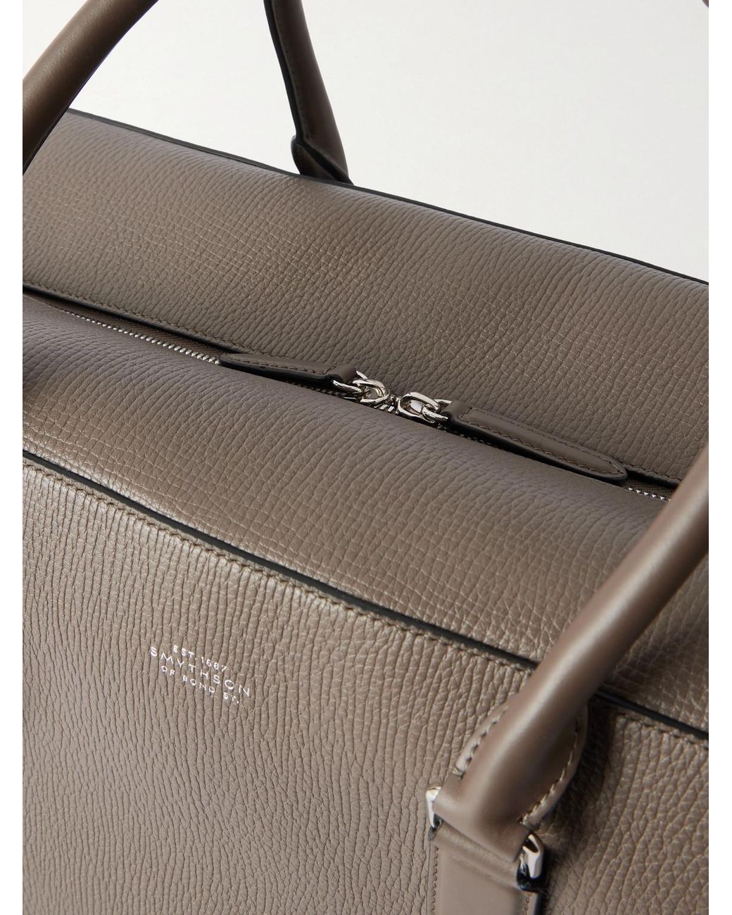 Smythson Brown Ludlow Full-grain Leather Weekend Bag for men