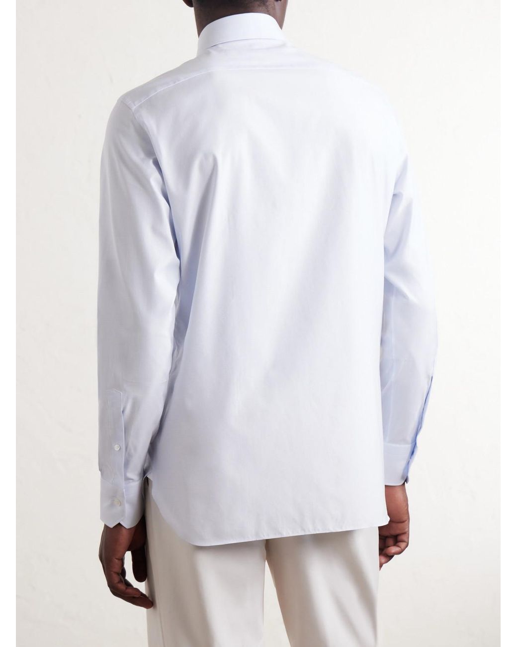 Zegna Blue Trofeo Cutaway-collar Cotton-poplin Shirt for men