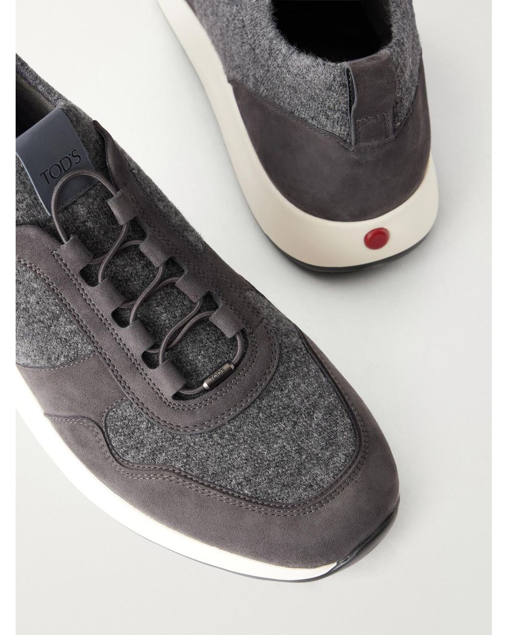 Tod's White Suede-Trimmed Wool-Knit Sneakers for men