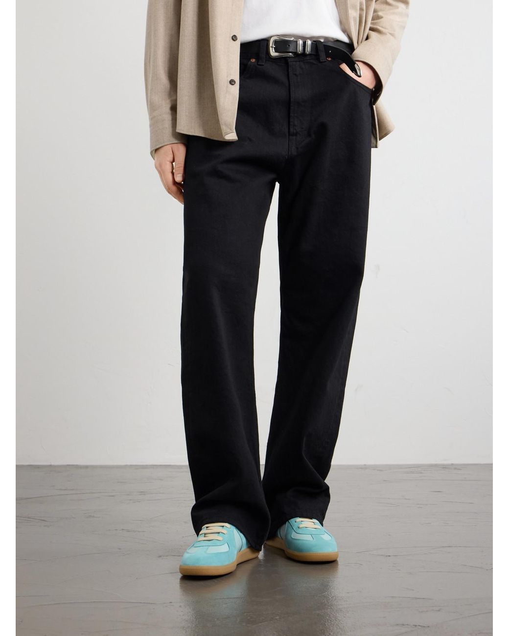 Maison Margiela Blue Replica Leather And Suede Sneakers for men