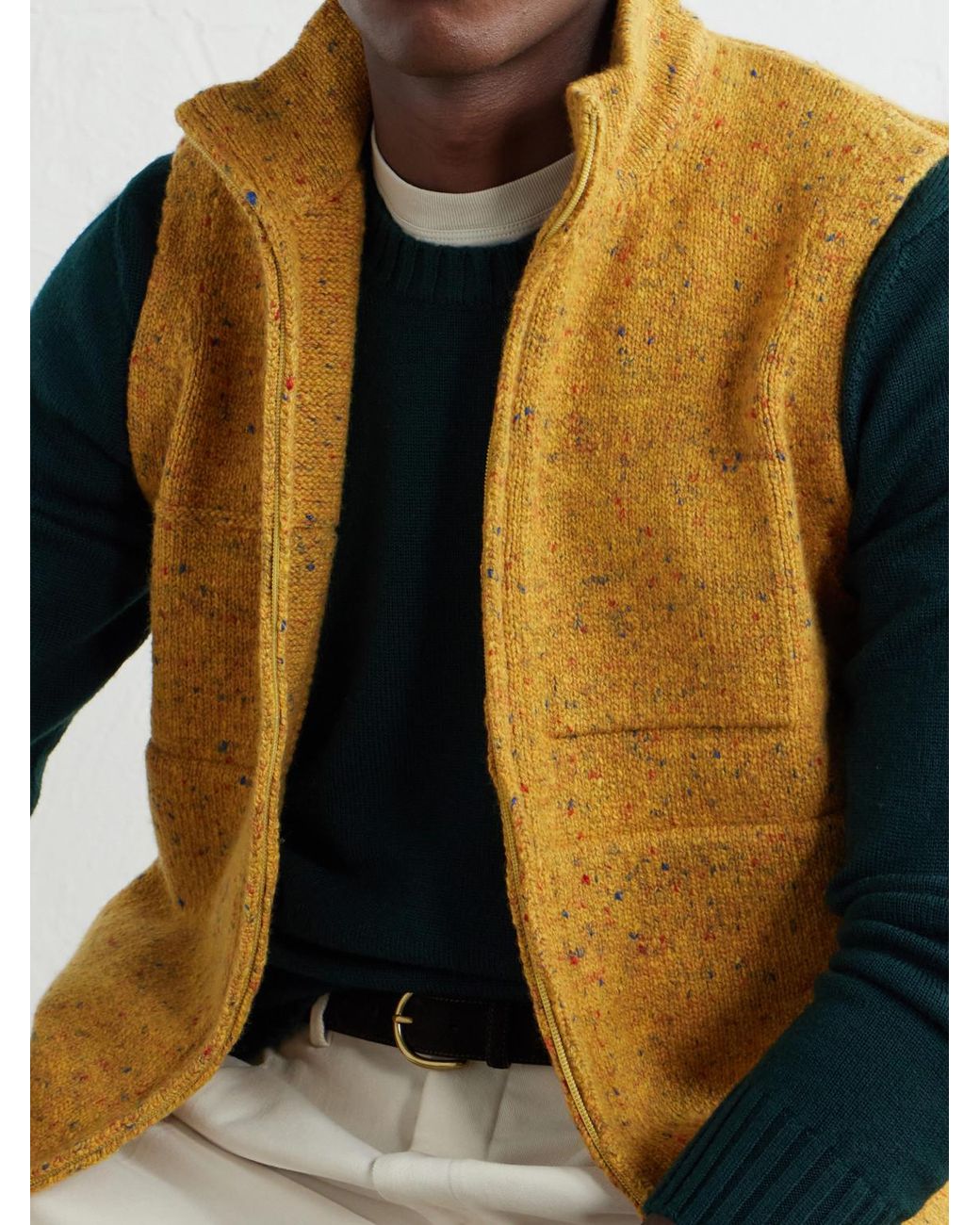 Inis Meáin Yellow Lifeline Wool And Cashmere-Blend Gilet for men