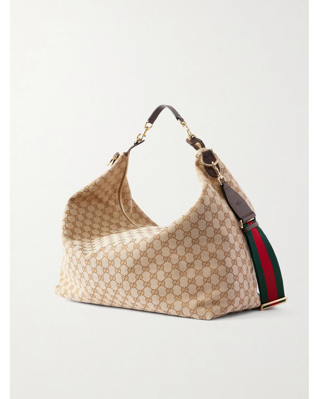 Gucci Natural Brera Large Leather-Trimmed Canvas-Jacquard Tote Bag for men