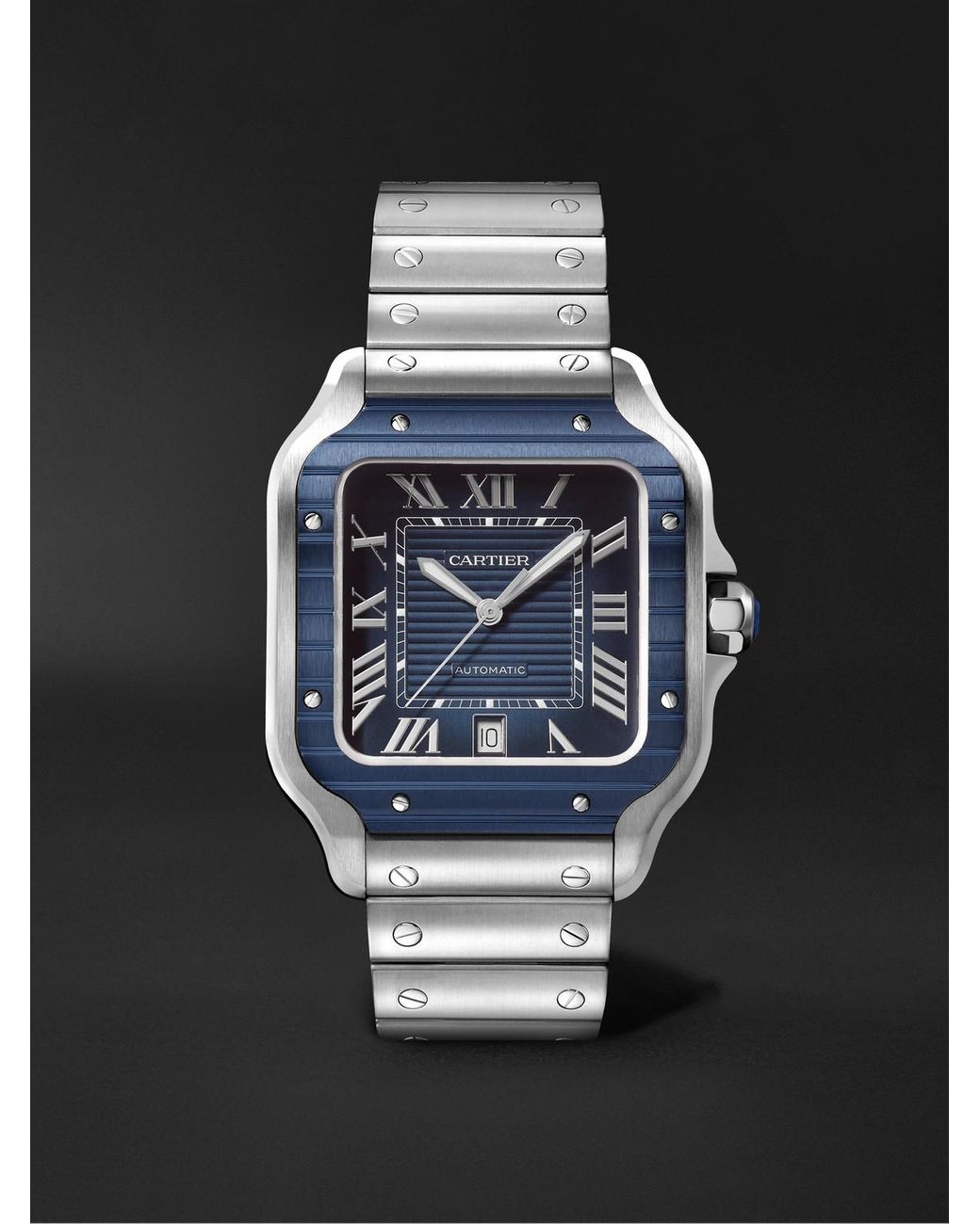 Cartier Rubber Santos De Automatic 39.8mm Stainless Steel And Pvd ...