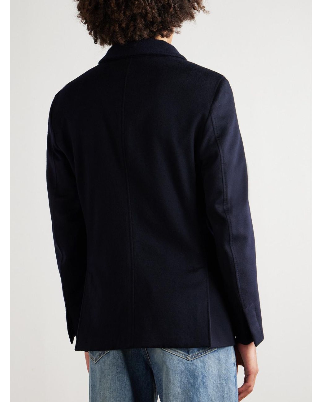 Zegna Blue Layered Cashmere Blazer for men