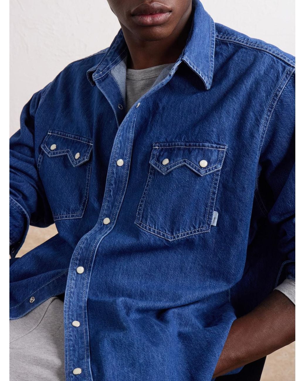 (w)taps Blue Allman Denim Shirt for men