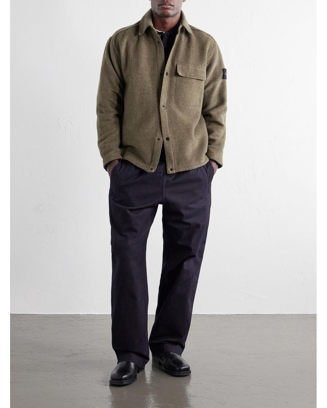 Stone Island Green Micro Bouclé Overshirt for men