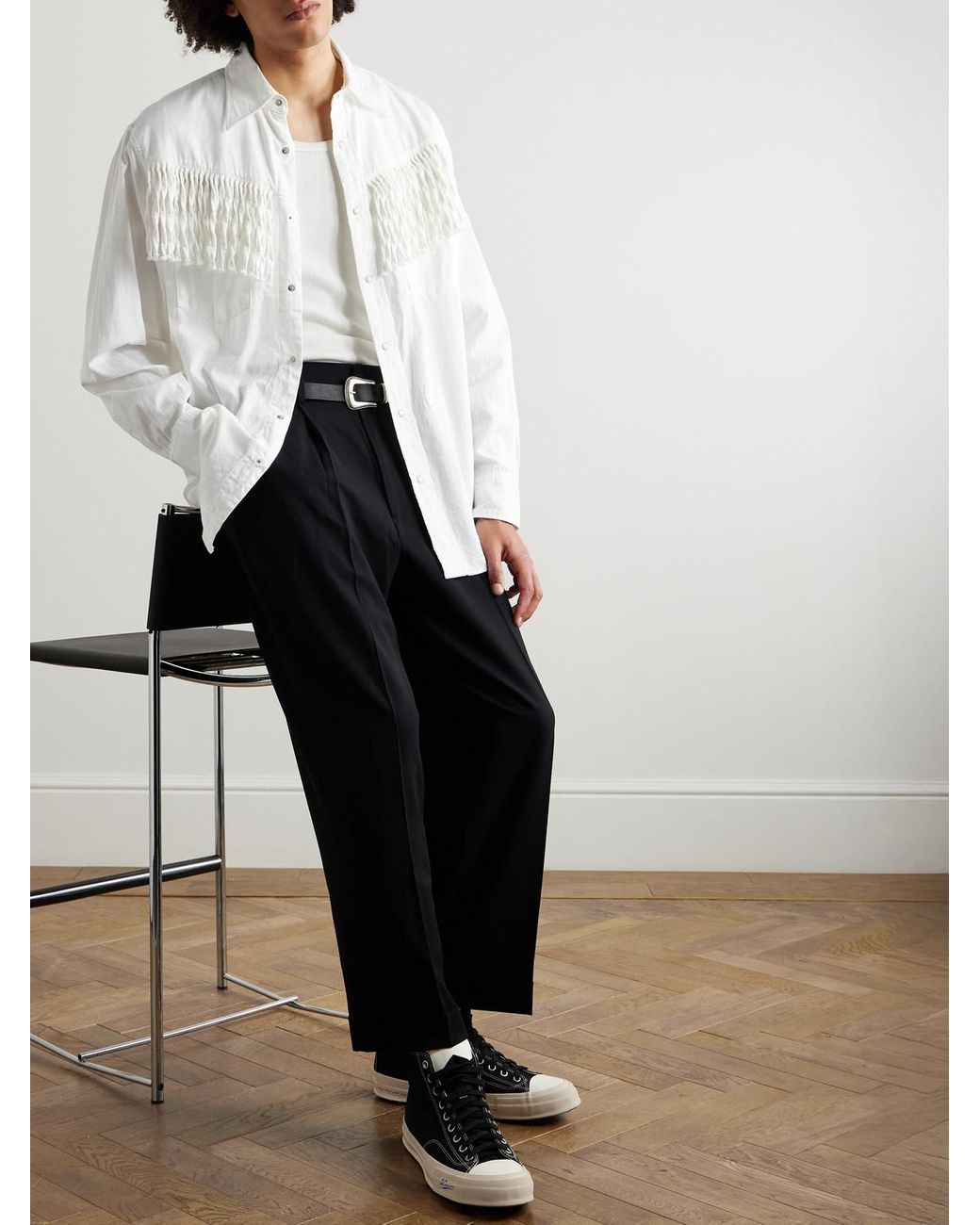 Kapital Natural Husky Fringed Denim Western Shirt for men