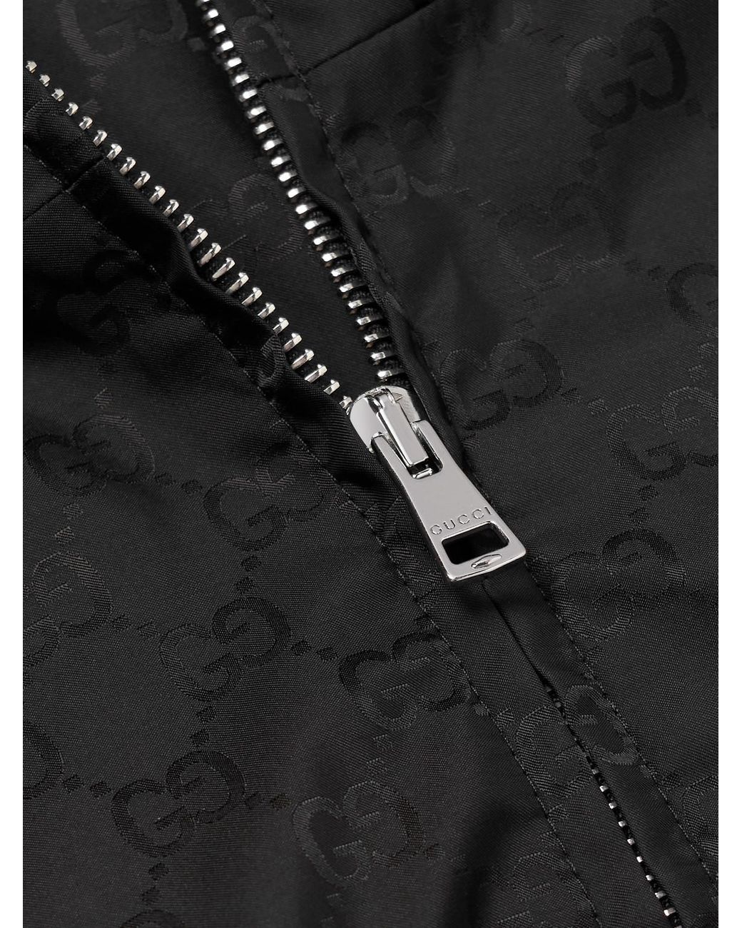 Gucci Black Logo-Jacquard Shell Hooded Jacket for men