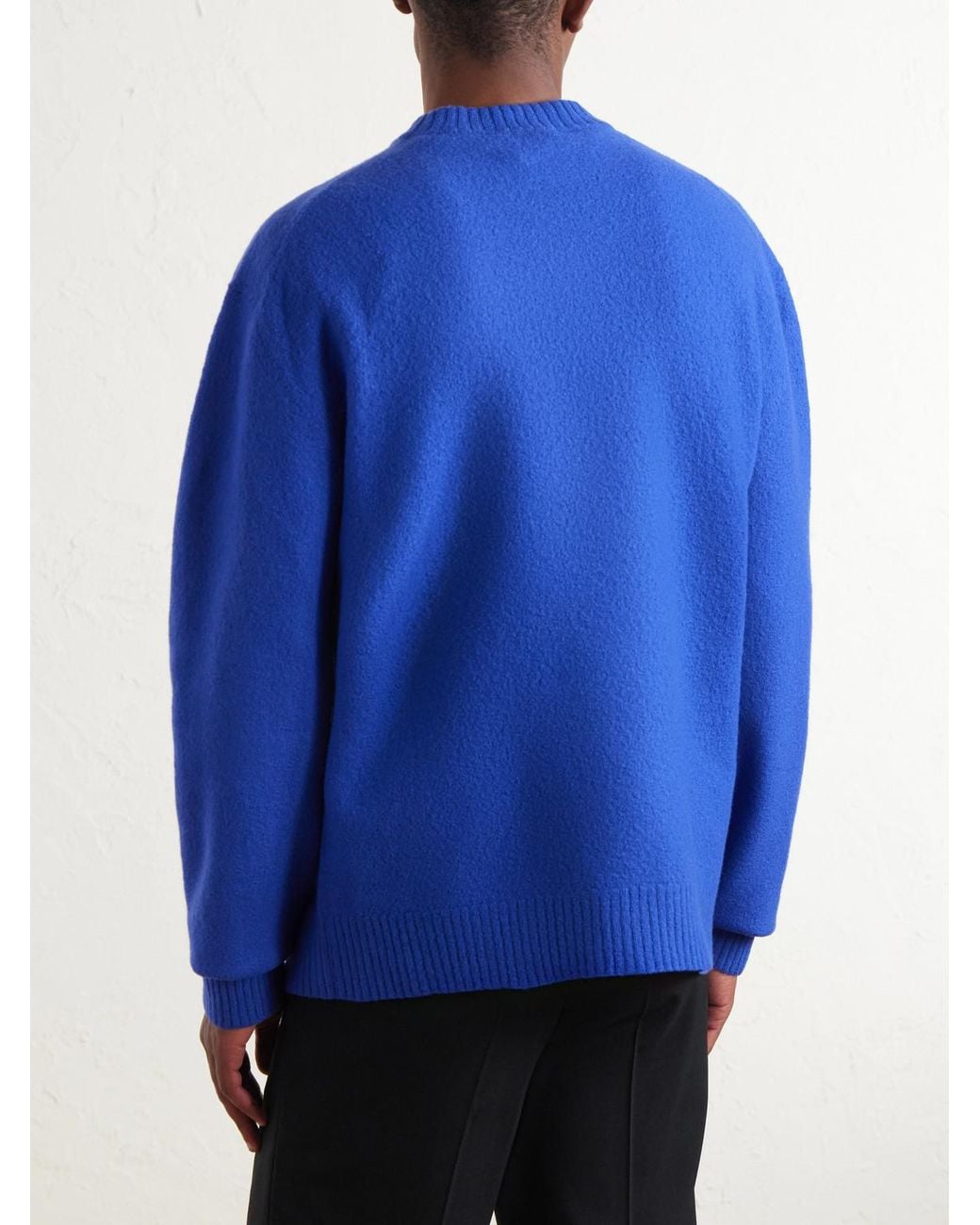 Jil Sander Blue Boiled Wool Sweater for men