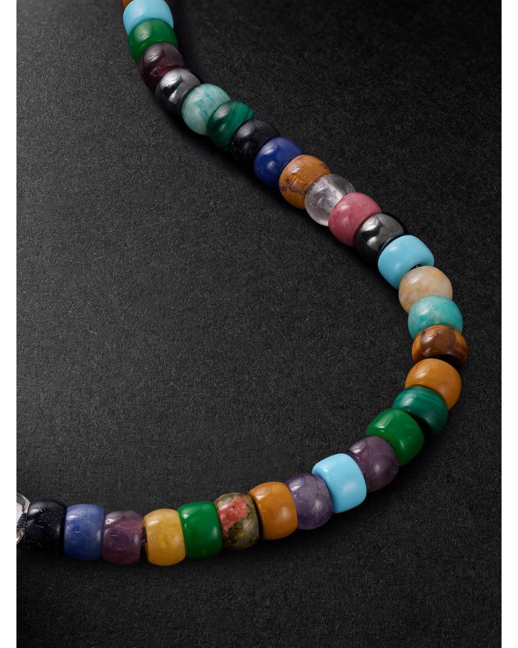 Carolina Bucci Black Moonbow 18-karat Gold Multi-stone Beaded Necklace for men