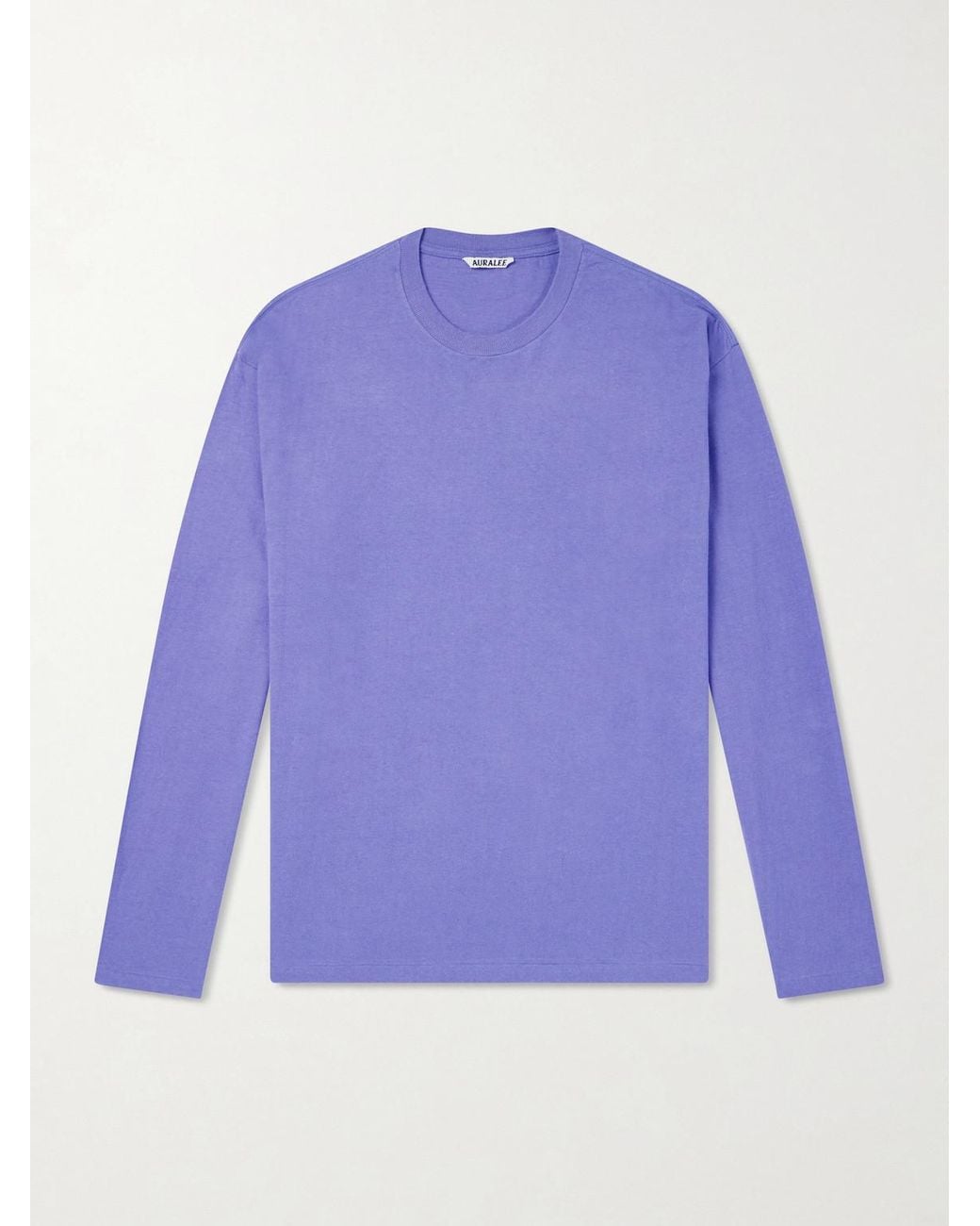 Auralee Blue Organic Cotton-Jersey T-Shirt for men
